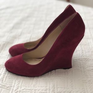 Nine West maroon heel suede wedges 8.5